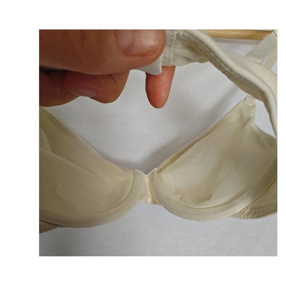 SKIMS Bra Cotton Jersey T-Shirt Bone Cream‎ 30B Underwire Mesh Unlined New - Picture 5 of 7